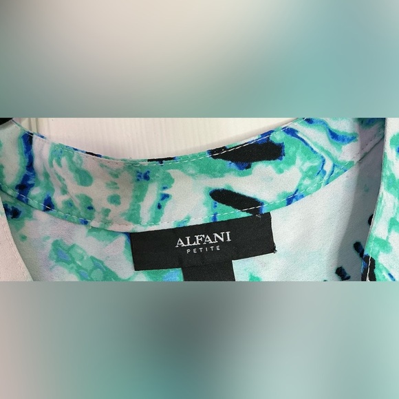 Alfani Sleeveless Blue Wrap Blouse - Picture 4 of 7